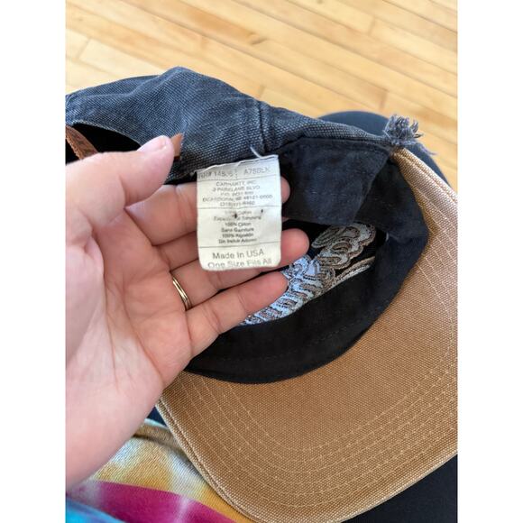 Carhartt vintag canvas distressed script leather back strap hat - Picture 6 of 7